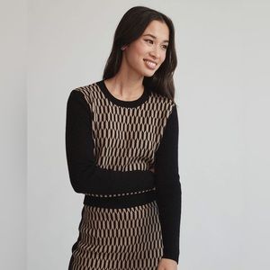 RW&Co - Spongy Crew-Neck Sweater With Retro Jacquard Pattern - Size Medium